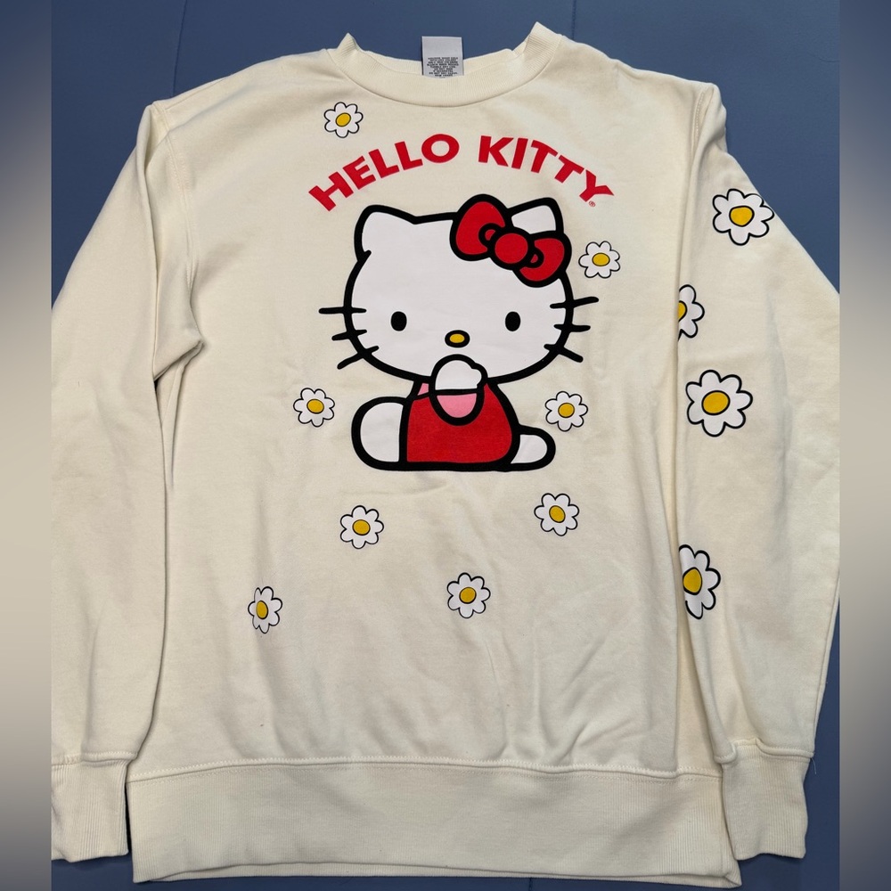 Hello Kitty Cream Sweatshirt with Daisy Print